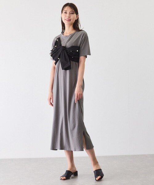 Jayro（ジャイロ）の「デコリボンパールドッキングワンピース（ワンピース・レディース・ブラック/グレー/ネイビー・M）」の6枚目の写真