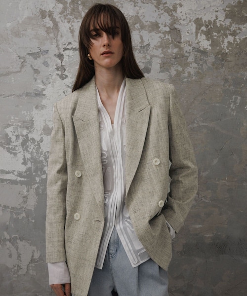 ADAM ET ROPE'（アダムエロペ）の「【EMOELLE】シルクネップテーラードジャケット（テーラードジャケット・レディース・ダークブラウン系/ベージュ/ベージュ系・36/38）」の8枚目の写真