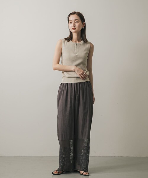 SENSE OF PLACE by URBAN RESEARCH（センスオブプレイスバイアーバンリサーチ）の「インドシシュウメッシュイージーパンツ（その他パンツ・レディース・IVORY/CHARCOAL/BLUE・one）」の16枚目の写真