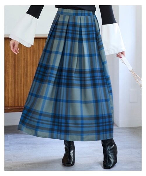 nissen（ニッセン）の「＜大きいサイズ＞ BIGチェック柄フレアスカート（スカート・レディース・ボルドー系/黒系/ホワイト系/ブルー系/ロイヤルブルー系・L/LL/3L/4L/5L/6L/8L/10L）」の5枚目の写真