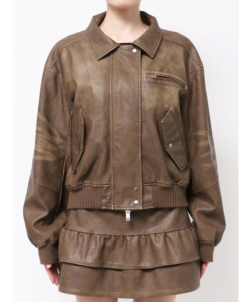 ヴィンテージフェイクレザーブルゾン