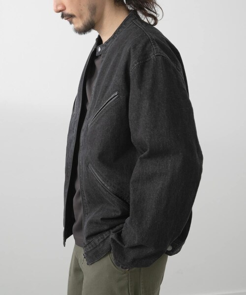 ITEMS URBANRESEARCH（アイテムズ アーバンリサーチ）の「Denim Single Riders Jacket（デニムジャケット・メンズ・O.WSH/BLK・M/L）」の8枚目の写真