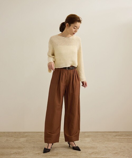ROPE'（ロペ）の「【洗える】ビスコースリネン スラブスリータックパンツ/一部セットアップ可能（その他パンツ・レディース・ブラウン/ネイビー・36/38/40）」の15枚目の写真