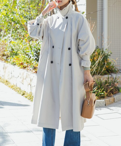 URBAN RESEARCH DOORS（アーバンリサーチドアーズ）の「袖ボリュームスタンドコート（ステンカラーコート・レディース・L.BEIGE/BEIGE・Free）」の10枚目の写真