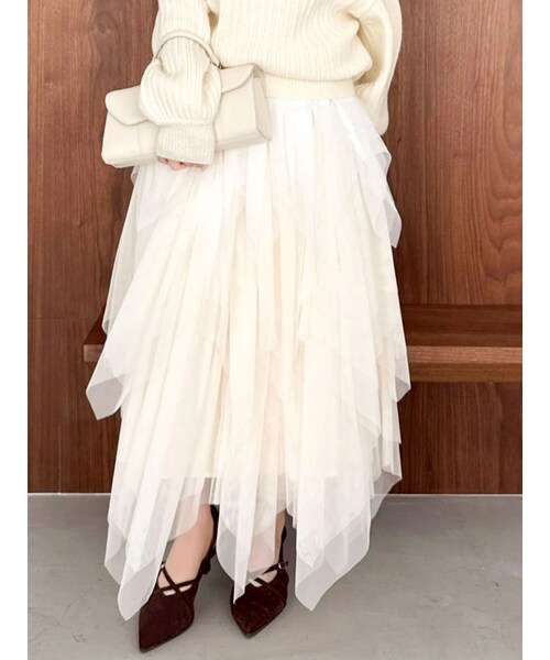dazzlin（ダズリン）の「ヘムティアードチュールスカート（スカート・レディース・アイボリー/ピンク・S/M）」の3枚目の写真