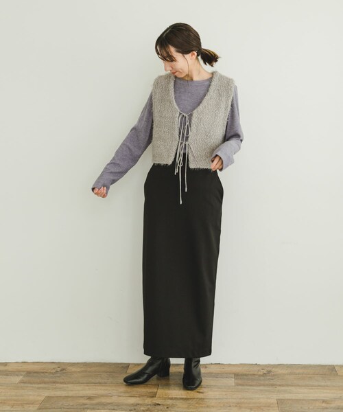ITEMS URBANRESEARCH(アイテムズ アーバンリサーチ)の「裏起毛ポンチスカート(スカート・レディース・BLK/BRN/CHA・FREE)」の8枚目の写真