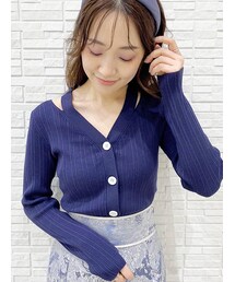 MERCURYDUO | スリット入りランダムリブニットカーディガン(カーディガン/ボレロ)