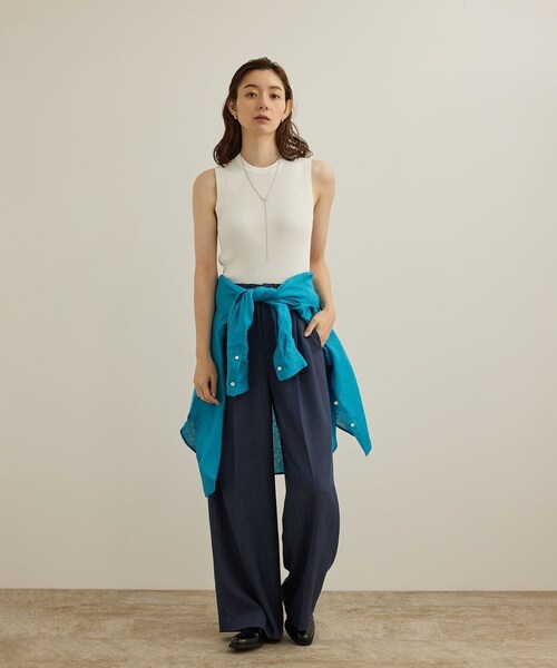 ROPE'（ロペ）の「【洗える】オーガニックコットンリブスリーブレスニット（ニット/セーター・レディース・ホワイト/ネイビー/ターコイズ・F）」の8枚目の写真