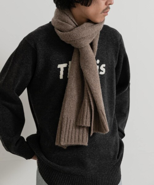 THE GOODLAND MARKET（ザグッドランドマーケット）の「cwtch　RWS Recycle Wool Scarf（マフラー・レディース・LGgray/black/mocha/L.Gray/LGcitron・one）」の4枚目の写真