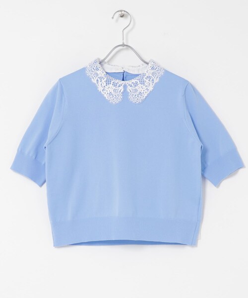 URBAN RESEARCH ROSSO（アーバンリサーチロッソ）の「『WEB限定』2WAYレースカラーニット（ニット/セーター・レディース・NAVY/SAX/LEMON/PINK・Free）」の8枚目の写真