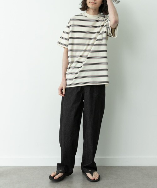 URBAN RESEARCH Sonny Label（アーバンリサーチサニーレーベル）の「HANG TEN　LA HOJJA BORDER T-SHIRTS（Tシャツ/カットソー・メンズ・OFF/BRWON・M/L）」の9枚目の写真