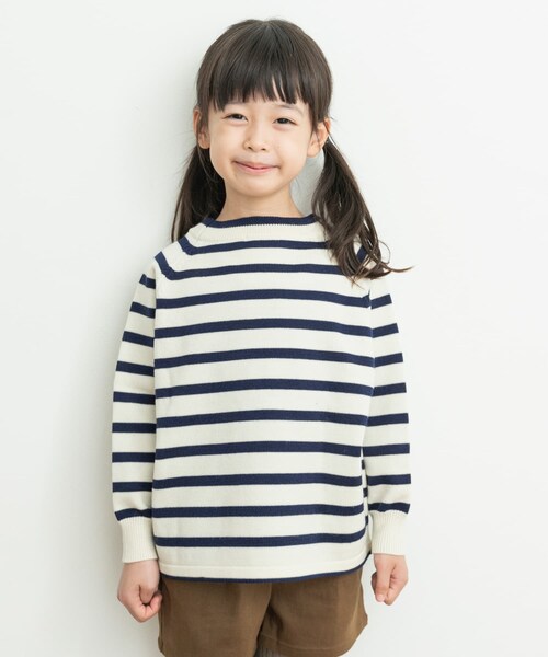 URBAN RESEARCH DOORS（アーバンリサーチドアーズ）の「ウーステッドヤーン配色ニット(KIDS)（ニット/セーター・キッズ・OFF×NAVY/ORANGE・105/120/135）」の6枚目の写真