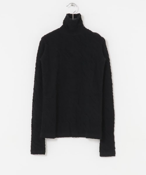 URBAN RESEARCH(アーバンリサーチ)の「SEEALL JACQUARD HIGH NECK TOP(Tシャツ/カットソー・レディース・WHITE/BLACK・M)」の2枚目の写真