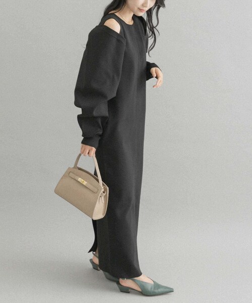 URBAN RESEARCH ROSSO（アーバンリサーチロッソ）の「UNiPH　スポンディッシュストレッチ ワンピース（ワンピース・レディース・ブラック・1）」の9枚目の写真