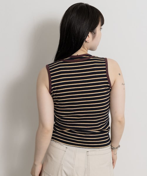 THE GOODLAND MARKET（ザグッドランドマーケット）の「&her　Border Tank（タンクトップ・レディース・GRAY/BROWN・FREE）」の8枚目の写真