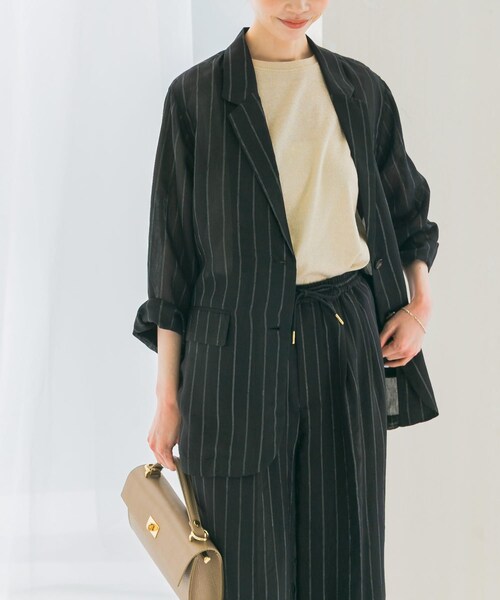 URBAN RESEARCH ROSSO（アーバンリサーチロッソ）の「シアージャケット（テーラードジャケット・レディース・bk×white/beige・FREE）」の13枚目の写真