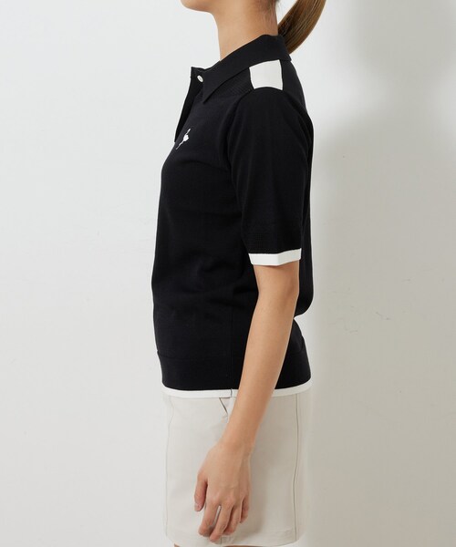 ROPE'(ロペ)の「ハーフスリーブニットポロ襟プルオーバー(ニット/セーター・レディース・ブラック/ホワイト系/イエロー・L/M/S)」の15枚目の写真