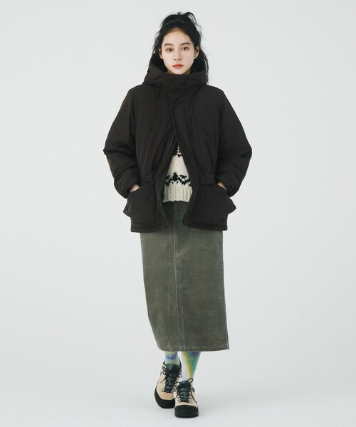 EKAL（エカル）の「『UR TECH』中綿フードジャケット（その他アウター・レディース・ダークブラウン/チャコール・one）」の4枚目の写真