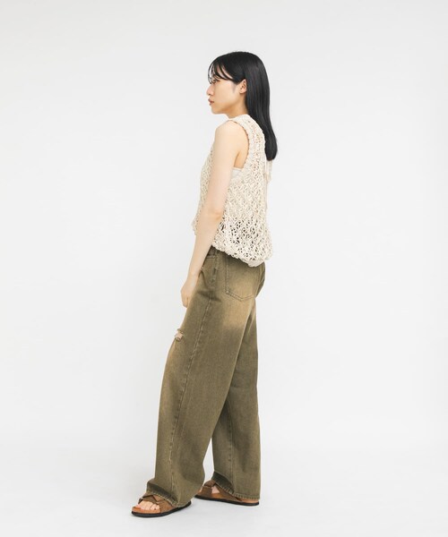 KBF（ケイビーエフ）の「マッドクラッシュデニム（デニムパンツ・レディース・KHAKI/BLUE・36/38）」の8枚目の写真