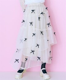 marun | 大きいサイズ リボンデザインチュールイレヘムスカート marun(スカート)