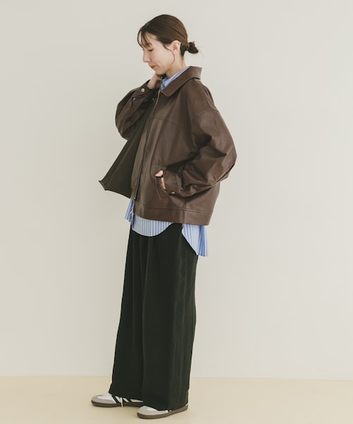 ITEMS URBANRESEARCH（アイテムズ アーバンリサーチ）の「フェイクレザーZIPUPブルゾン（その他アウター・レディース・BLK/BRN・Free）」の22枚目の写真