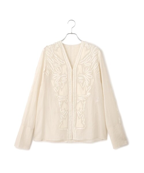 ADAM ET ROPE'(アダムエロペ)の「【EMOELLE】ステッチエンブロイダリーブラウス(シャツ/ブラウス・レディース・ホワイト/キナリ/ブラック/オフホワイト・F)」の11枚目の写真