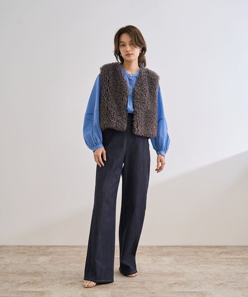 ROPE'（ロペ）の「ストレッチデニム セーラーパンツ/イージーケア（デニムパンツ・レディース・ネイビー系・36/38/40）」の9枚目の写真