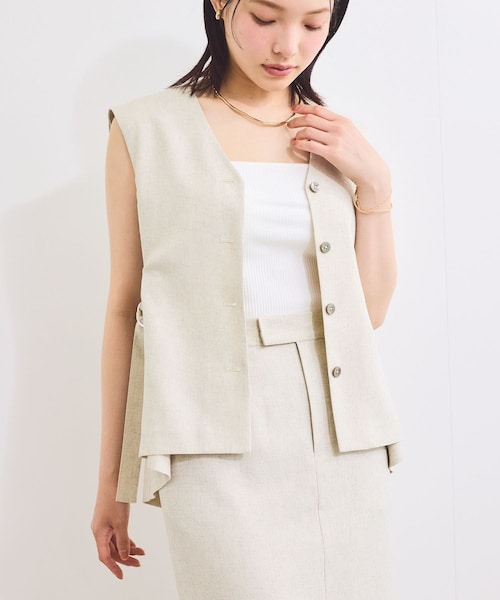 VIS（ビス）の「【選べる着丈】カップ付きWストラップキャミソール【洗える】（キャミソール・レディース・ブラック/オフホワイト・F/FS）」の14枚目の写真