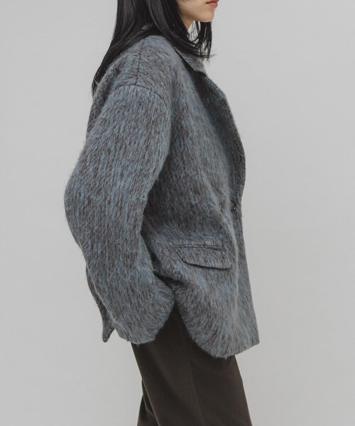 KBF（ケイビーエフ）の「シャギーテーラードジャケット（テーラードジャケット・レディース・CHARCOAL/BLUE MIX/MOCHA・One）」の9枚目の写真