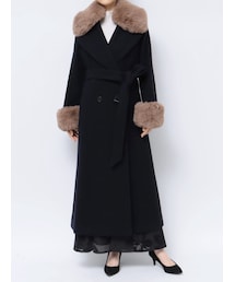 MERCURYDUO | エコファー袖ウエストマークウールコート(チェスターコート)