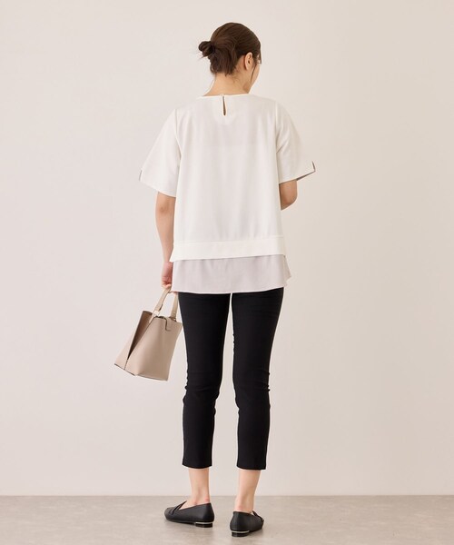 Jayro(ジャイロ)の「配色ストライプ半袖カットソー(Tシャツ/カットソー・レディース・チャコール/ベージュ系/ネイビー/ブルー系・M)」の17枚目の写真