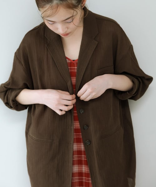 KBF（ケイビーエフ）の「シアーライトテーラードジャケット（テーラードジャケット・レディース・BROWN/GRAY/BEIGE・One）」の19枚目の写真