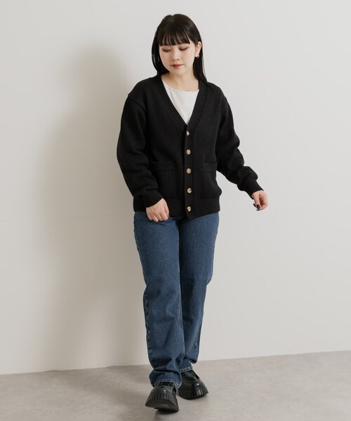 THE GOODLAND MARKET（ザグッドランドマーケット）の「米富繊維　WASHI COTTON KNIT CARDIGAN（カーディガン/ボレロ・レディース・40IVORY/14BLACK/31PINK・1/3）」の18枚目の写真