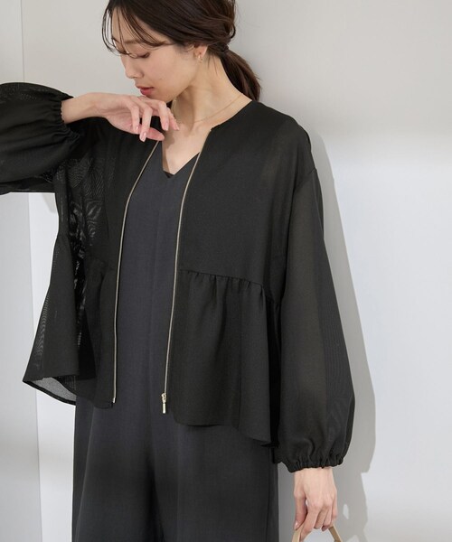 ROPE' PICNIC(ロペピクニック)の「メッシュペプラムブルゾン(ブルゾン・レディース・ブラック/ホワイト/ベージュ・38)」の2枚目の写真