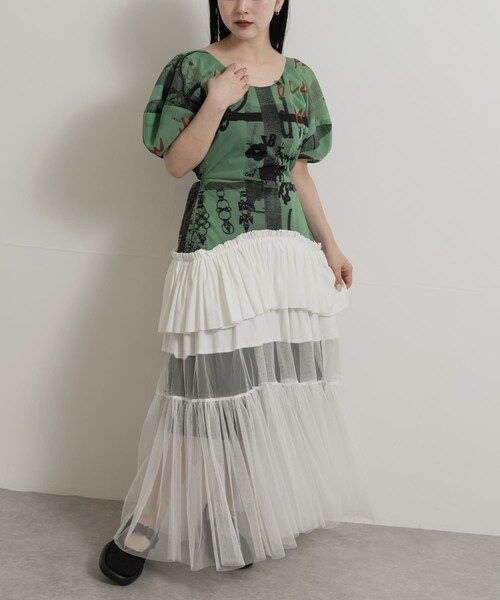 THE GOODLAND MARKET（ザグッドランドマーケット）の「old honey　72℃ dress（ワンピース・レディース・green/beige・FREE）」の4枚目の写真