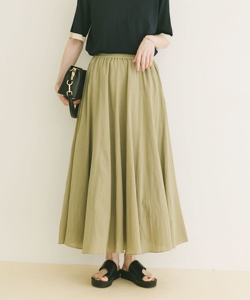 ITEMS URBANRESEARCH（アイテムズ アーバンリサーチ）の「コットン楊柳フレアスカート（スカート・レディース・GRY/BRN/L/KHK・Free）」の3枚目の写真