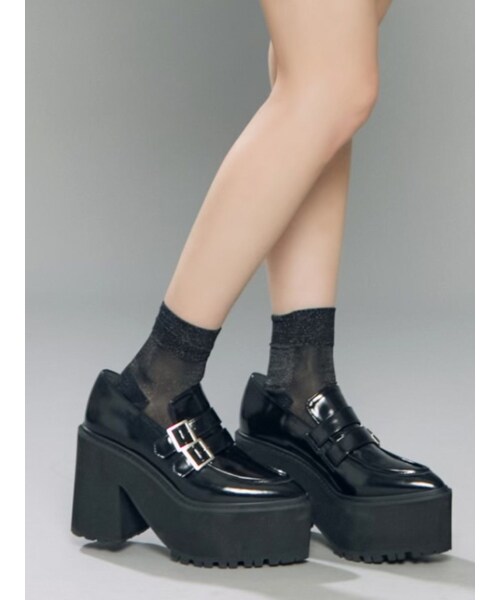 EATME（イートミー）の「ダブルベルトローファーシューズ（ローファー・レディース・ブラック/ベージュ・S/M/L）」の3枚目の写真