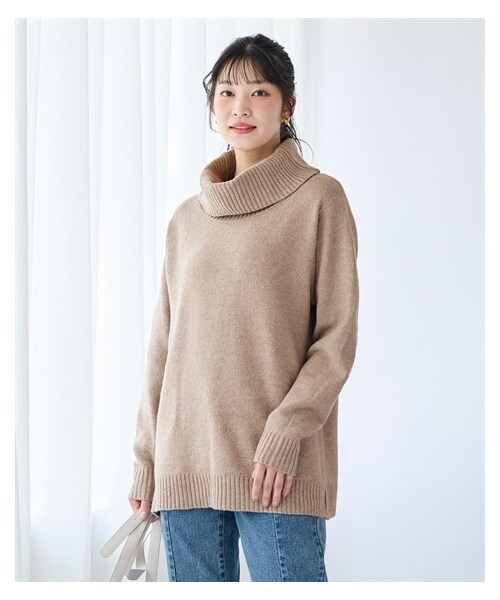 nissen（ニッセン）の「大きいサイズ 静電気が起きにくい洗濯機で洗えるゆるオフタートルニットプルオーバー（ニット/セーター・レディース・杢チャコールグレー/杢ネイビー/黒/杢グリーン/杢ベージュ・L/LL/3L/4L/5L/6L/8L/10L）」の18枚目の写真