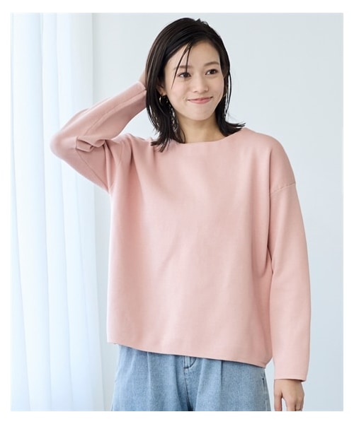 nissen（ニッセン）の「マシュマロニットミラノリブボートネックトップス＜大きいサイズ有＞（ニット/セーター・レディース・オフホワイト×黒ボーダー/ネイビー×オフホワイトボーダー/オフホワイト×サックスボーダー/ブラック/ピンク/モカ×ネイビーボーダー/オフベージュ×チェリーレッド/グレー/オフベージュ×モカ/チョコ×オフベージュ・S/M/L/LL/3L/4L/5L/6L/8L/10L）」の10枚目の写真