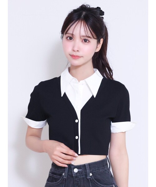 EATME（イートミー）の「シャツカラーレイヤードブラウス（シャツ/ブラウス・レディース・グレー/ブラック/アイスブルー・F）」の14枚目の写真