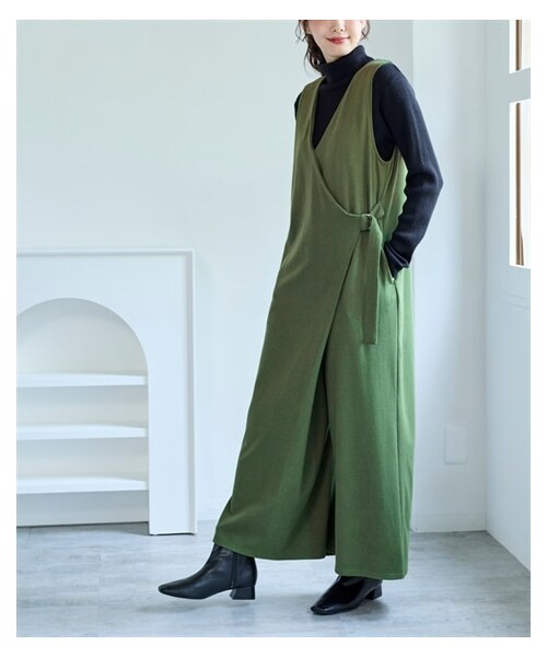 nissen（ニッセン）の「大きいサイズ ウーリッシュフラノラップオールインワン（オールインワン・サロペット・レディース・杢チャコール/ネイビー/カーキ・L/LL/3L/4L/5L/6L/8L/10L）」の16枚目の写真