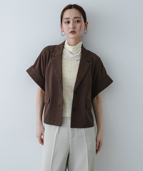 SENSE OF PLACE by URBAN RESEARCH(センスオブプレイスバイアーバンリサーチ)の「ミラノクロップドジャケット(テーラードジャケット・レディース・IVORY/BLACK/BROWN・One)」の21枚目の写真