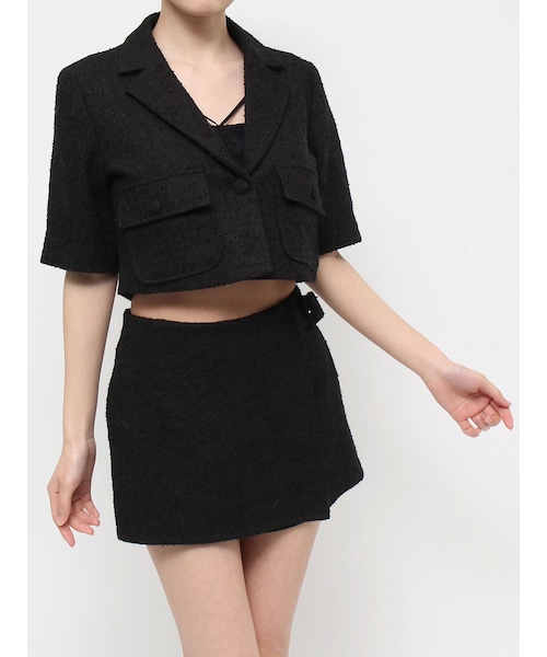 EATME（イートミー）の「ポケットデザインジャケット（セットアップ可能）（テーラードジャケット・レディース・オフホワイト/ブラック/ブルー・F）」の2枚目の写真