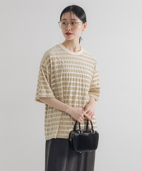 URBAN RESEARCH（アーバンリサーチ）の「ベロアボーダーカットソー（Tシャツ/カットソー・レディース・BEIGE/DARK BROWN・FREE）」の17枚目の写真