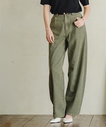 Maison INNESS | カラーデニムケミカル加工バレルレッグパンツ<大きいサイズ有>(デニムパンツ)