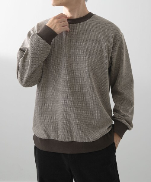 ITEMS URBANRESEARCH（アイテムズ アーバンリサーチ）の「バーズアイ ジャカード スウェット（スウェット・メンズ・BEG/D.BRN/NVY・M/L）」の6枚目の写真