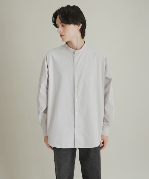 SENSE OF PLACE by URBAN RESEARCH（センスオブプレイスバイアーバンリサーチ）の「ピーチブロードバンドカラーロングスリーブシャツ（シャツ/ブラウス・メンズ・L.GRAY/CHARCOAL/L.BLUE・M/L）」の13枚目の写真