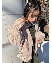 merry jenny | レースアップケーブルニットカーディガン(カーディガン/ボレロ)