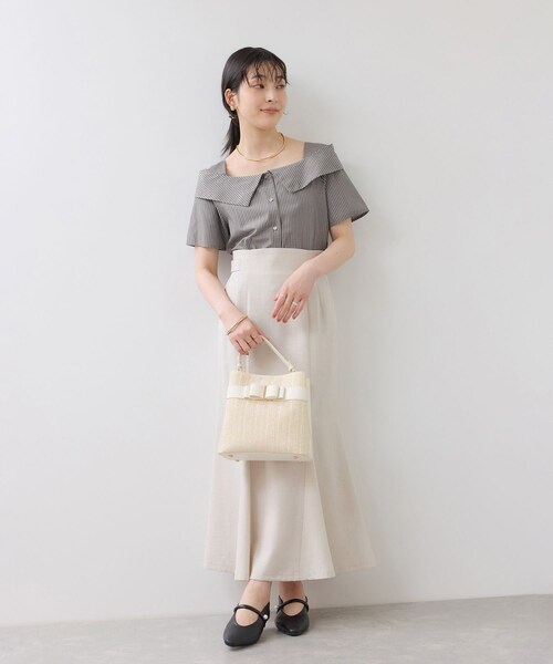 VIS（ビス）の「【夏トク価格】オフショルライクハーフスリーブブラウス/イージーケア（シャツ/ブラウス・レディース・ホワイト系/ダークブラウン系/ブルー系・F）」の20枚目の写真