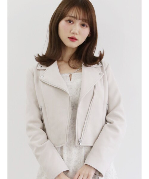 MERCURYDUO（マーキュリーデュオ）の「フェイクスエードコンパクトライダースジャケット（ライダースジャケット・レディース・ベビーピンク/ベージュ/ガーネット・F）」の19枚目の写真